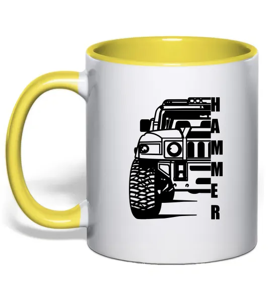 Чашка з кольоровою ручкою хамер чорно-білий Лимонний фото