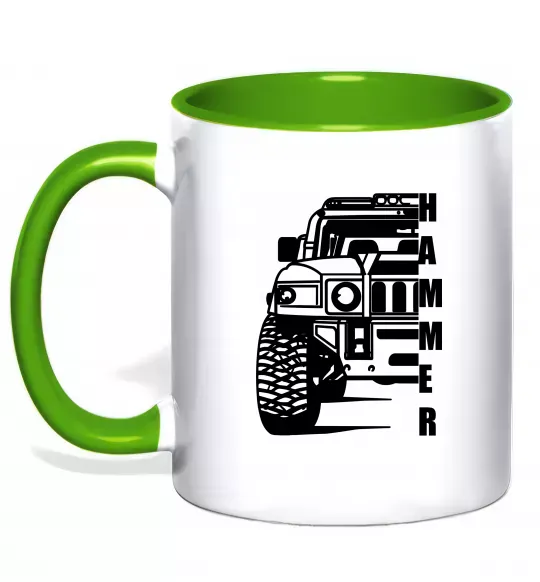 Чашка с цветной ручкой хамер чорно-білий Зеленый фото