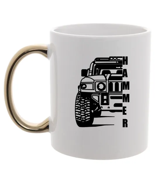 Чашка с цветной ручкой хамер чорно-білий Золото фото