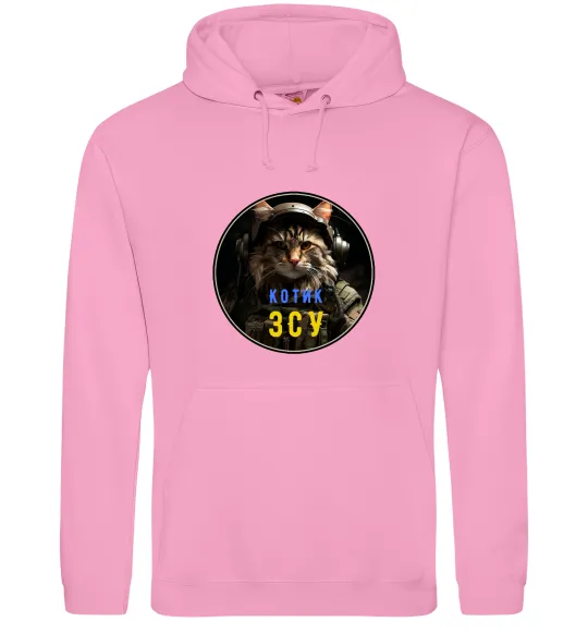 Женская толстовка (худи) Військовий котик Розовый фото
