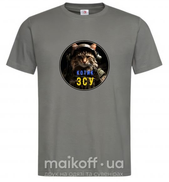 Мужская футболка Військовий котик Графит фото