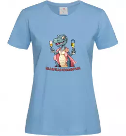 Женская футболка шампанозаврик Голубой фото