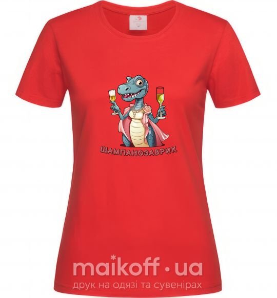 Жіноча футболка шампанозаврик Червоний фото
