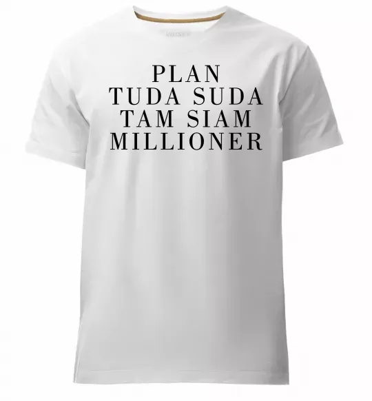 Мужская премиум футболка PLAN TUDA SUDA TAM SIAM MILLOONER Белый фото