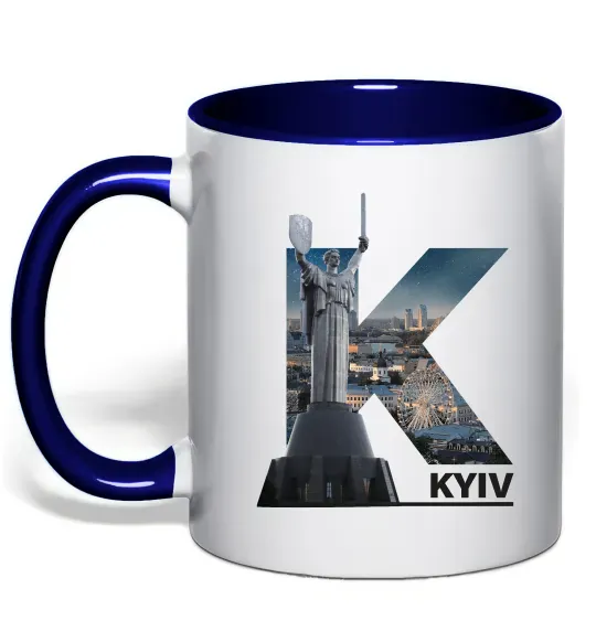Чашка с цветной ручкой Рідний Київ Глубокий темно-синий фото
