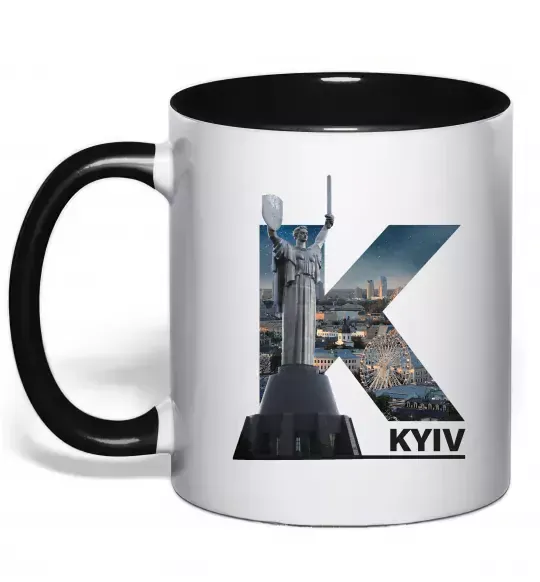 Чашка с цветной ручкой Рідний Київ Черный фото