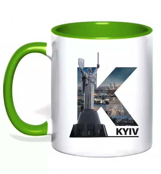 Чашка с цветной ручкой Рідний Київ Зеленый фото