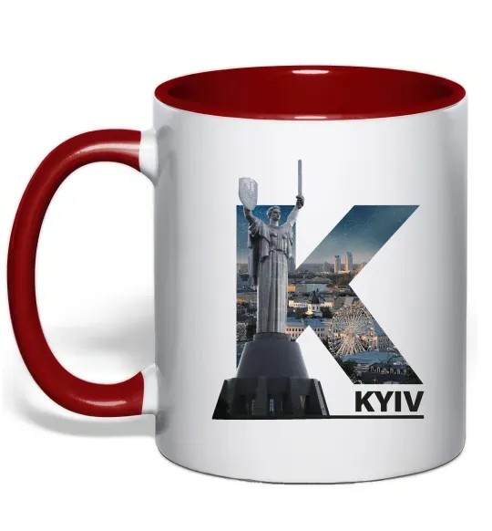 Чашка с цветной ручкой Рідний Київ Красный фото