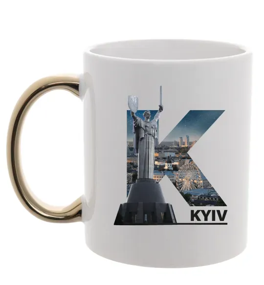 Чашка с цветной ручкой Рідний Київ Золото фото