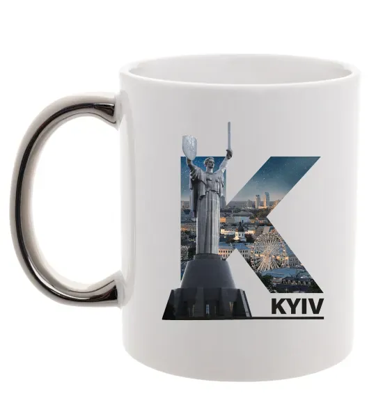 Чашка с цветной ручкой Рідний Київ Серебро фото