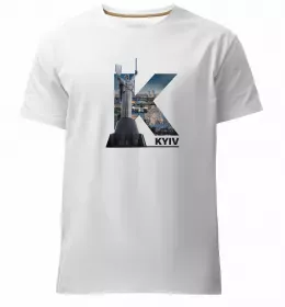 Мужская премиум футболка Київ каштан емблема Белый фото