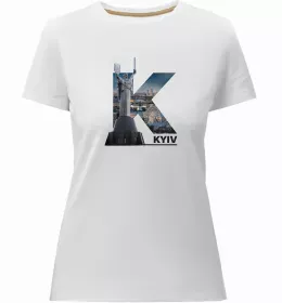 Женская премиум футболка Київ каштан емблема Белый фото