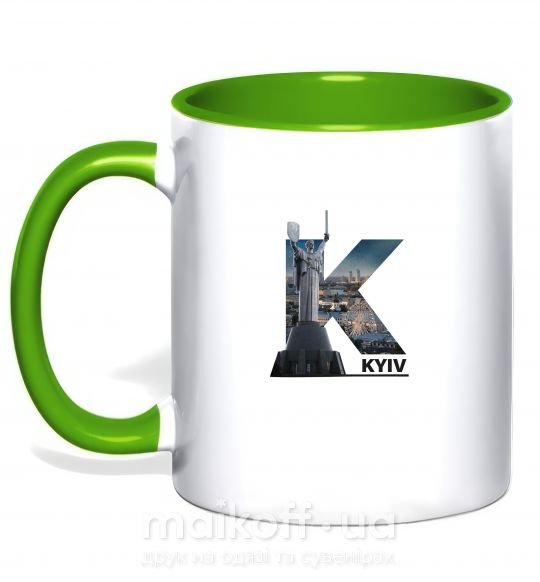 Чашка з кольоровою ручкою Рідний Київ Зелений фото
