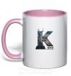 Чашка з кольоровою ручкою Рідний Київ Ніжно рожевий фото