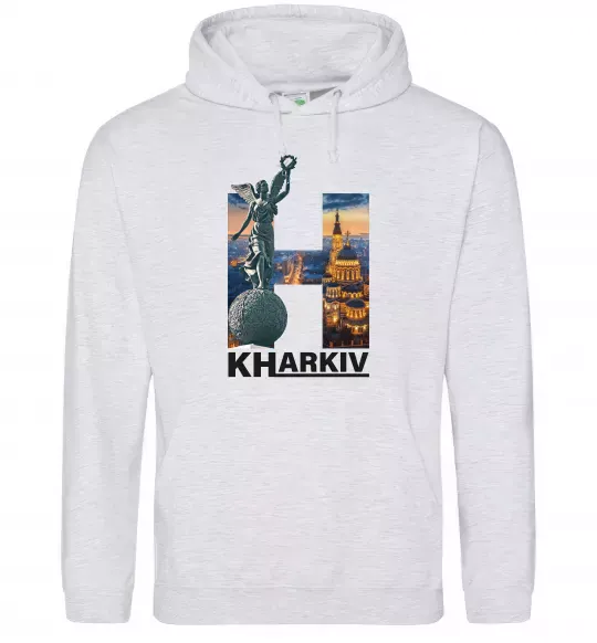 Жіноча толстовка (худі) Рідний Харків Сірий меланж фото