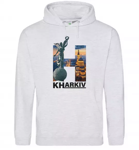 Чоловіча толстовка (худі) Рідний Харків Сірий меланж фото