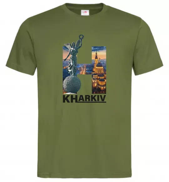 Чоловіча футболка Рідний Харків Оливковий фото
