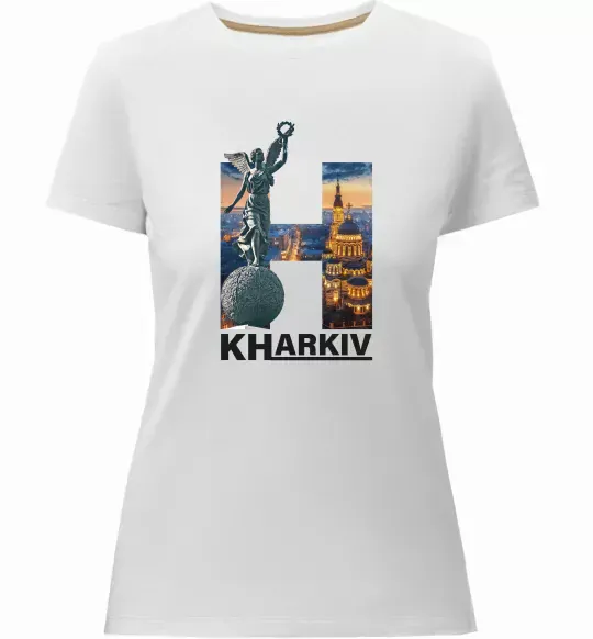 Жіноча преміум футболка Рідний Харків Білий фото