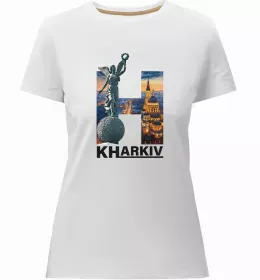 Жіноча преміум футболка Харків райони Білий фото