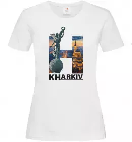 Жіноча футболка Харків райони Білий фото