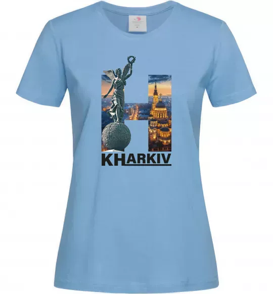 Жіноча футболка Рідний Харків Блакитний фото
