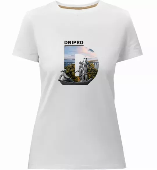 Женская премиум футболка Рідний Дніпро Белый фото