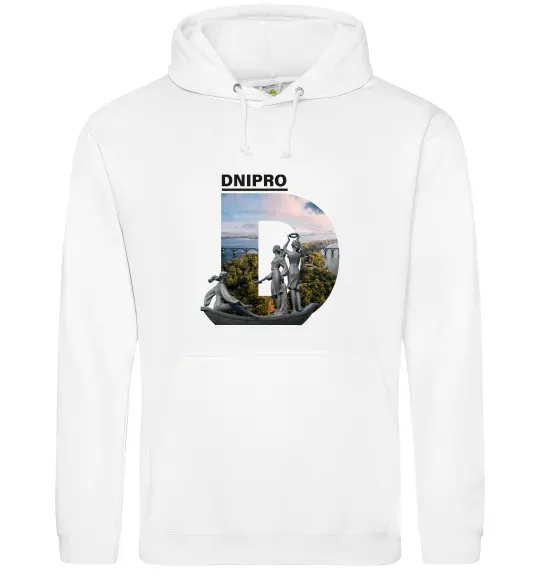 Мужская толстовка (худи) Рідний Дніпро Белый фото