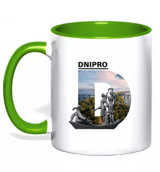 Чашка с цветной ручкой Рідний Дніпро Зеленый фото