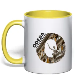 Чашка с цветной ручкой Рідна Одеса Лимонный фото