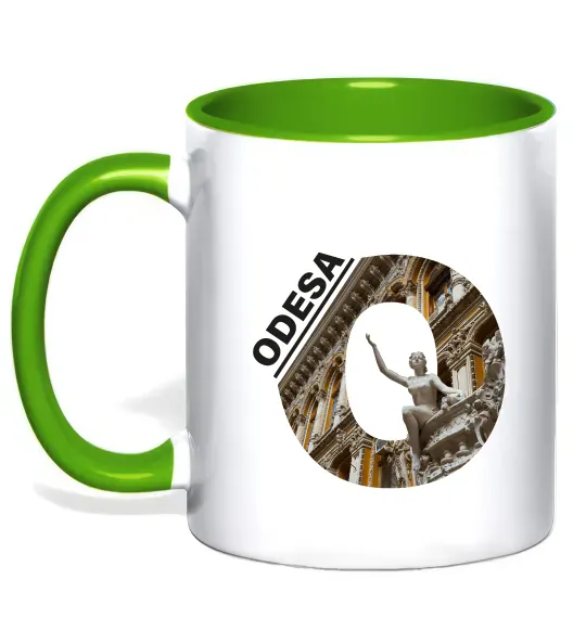 Чашка з кольоровою ручкою Рідна Одеса Зелений фото