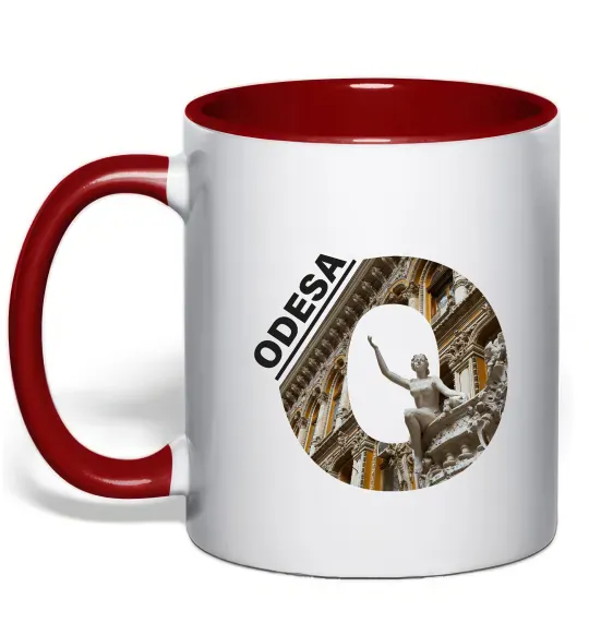 Чашка з кольоровою ручкою Рідна Одеса Червоний фото