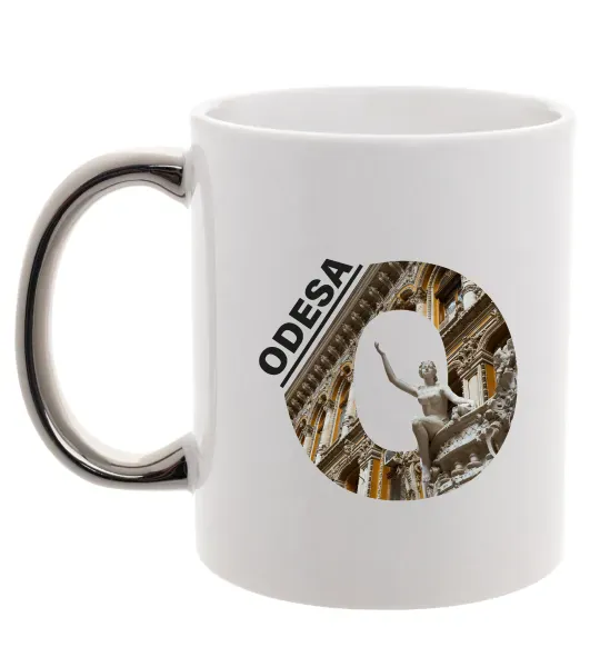 Чашка з кольоровою ручкою Рідна Одеса Срібло фото