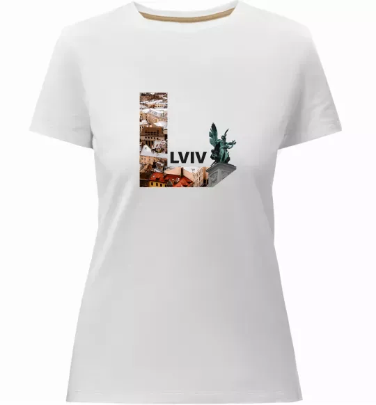 Женская премиум футболка Рідний Львів Белый фото