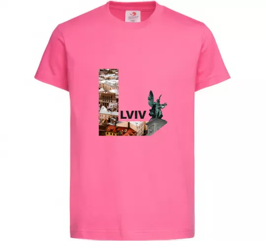Дитяча футболка Рідний Львів Яскраво-рожевий фото
