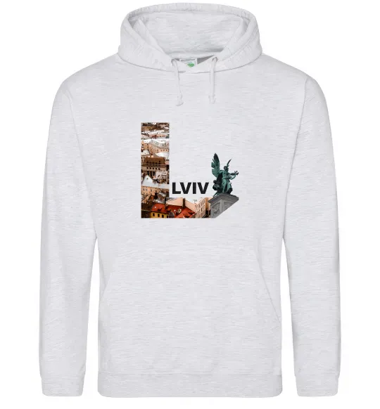 Жіноча толстовка (худі) Рідний Львів Сірий меланж фото