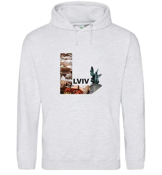 Мужская толстовка (худи) Рідний Львів Серый меланж фото