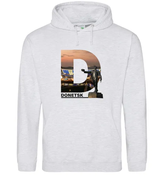 Мужская толстовка (худи) Рідний Донецьк Серый меланж фото
