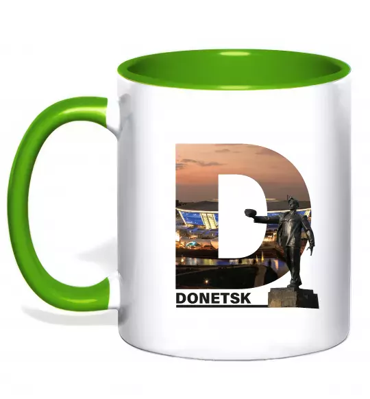 Чашка с цветной ручкой Рідний Донецьк Зеленый фото