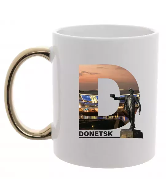 Чашка с цветной ручкой Рідний Донецьк Золото фото