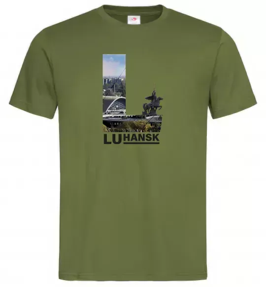 Мужская футболка Рідний Луганськ Оливковый фото
