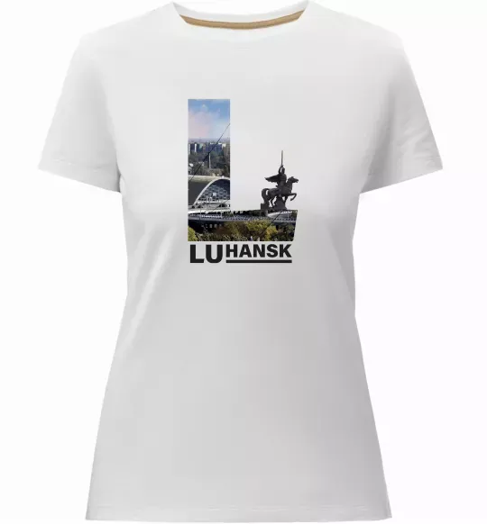 Женская премиум футболка Рідний Луганськ Белый фото