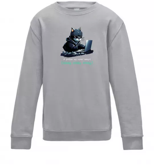 Дитячий світшот я роблю на комп'ютері клац клац клац Сірий меланж фото