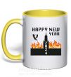 Чашка с цветной ручкой Happy New Year 2024 Солнечно желтый фото