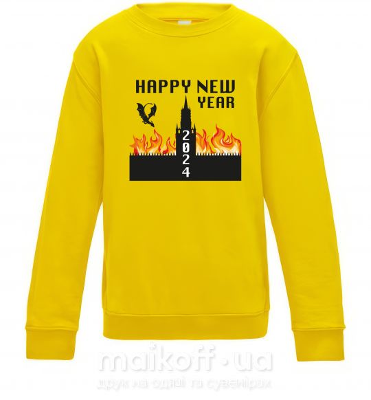 Дитячий світшот Happy New Year 2024 Сонячно жовтий фото