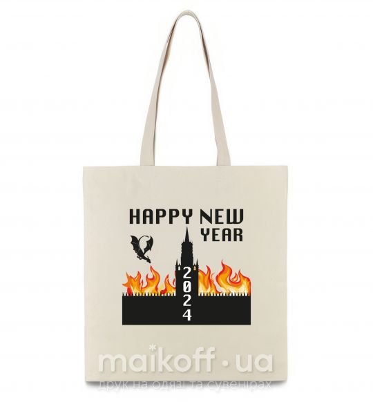 Еко-сумка Happy New Year 2024 Бежевий фото