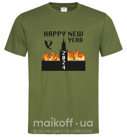 Мужская футболка Happy New Year 2024 Оливковый фото