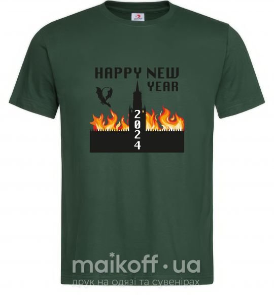 Мужская футболка Happy New Year 2024 Темно-зеленый фото