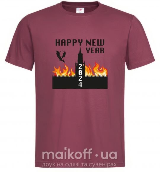 Чоловіча футболка Happy New Year 2024 Бордовий фото