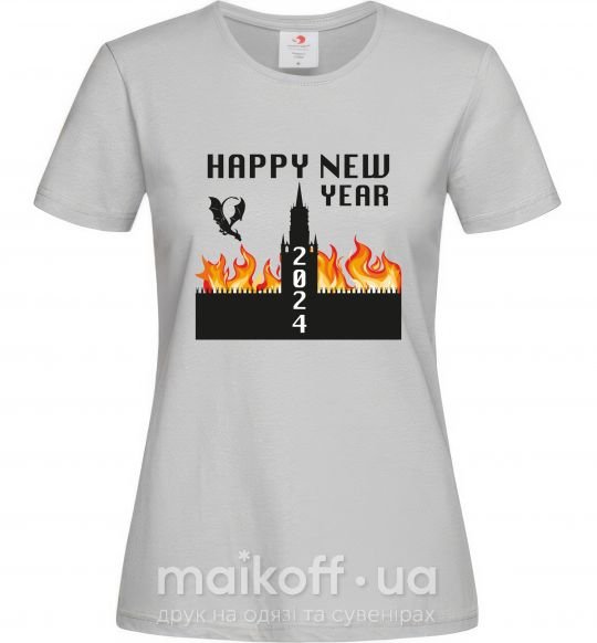 Женская футболка Happy New Year 2024 Серый фото