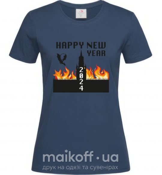 Жіноча футболка Happy New Year 2024 Темно-синій фото
